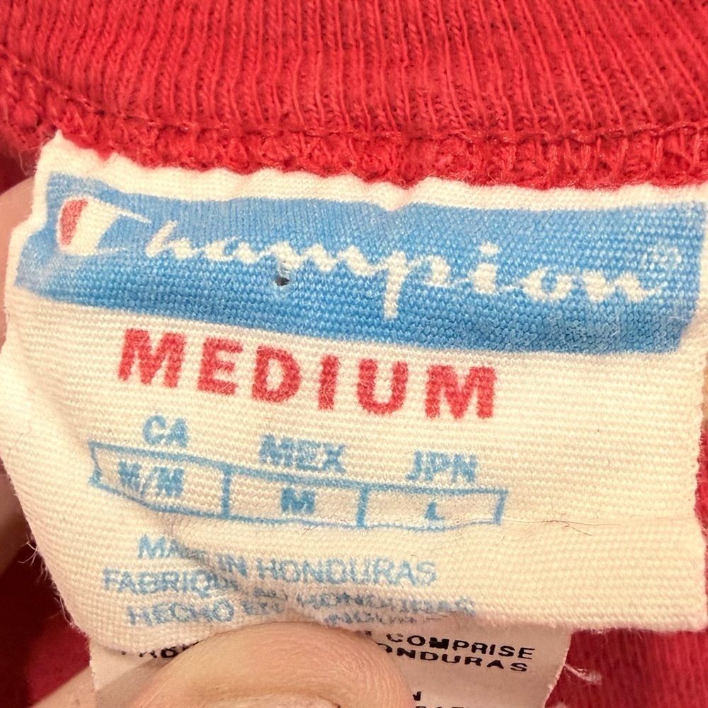 Champion 90's Vintage 100% Cotton T-Shirt Red Size Medium - Picture 6 of 10